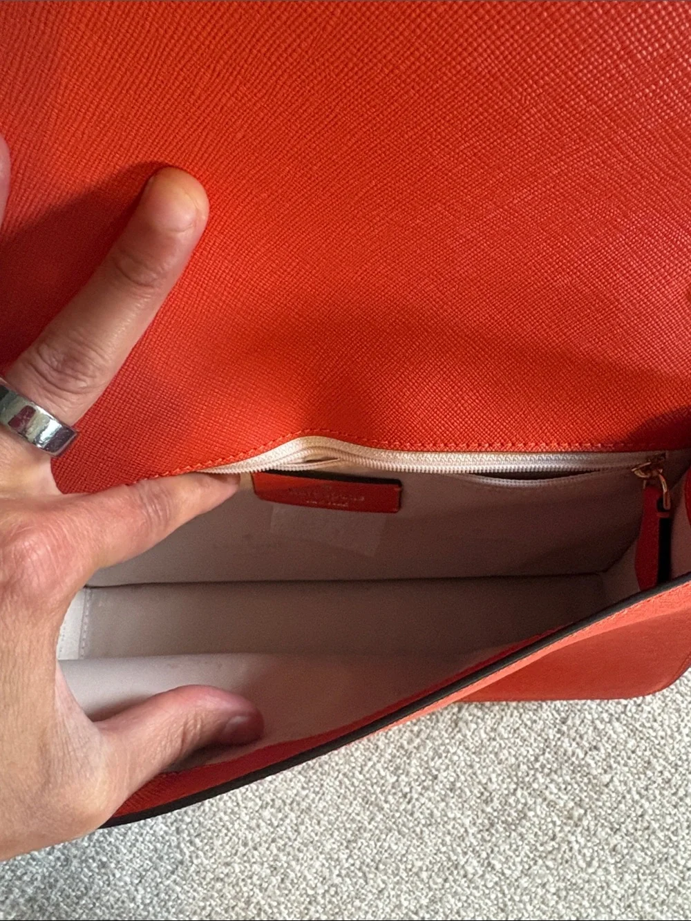 kate spade Coral-Orange Leather Chain Crossbody Bag